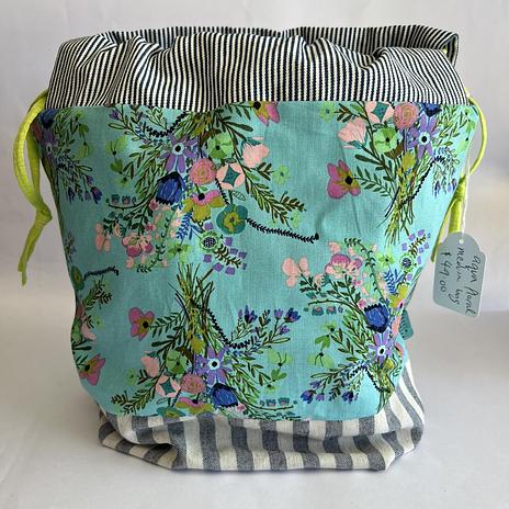 Project bag - medium - Aqua Floral