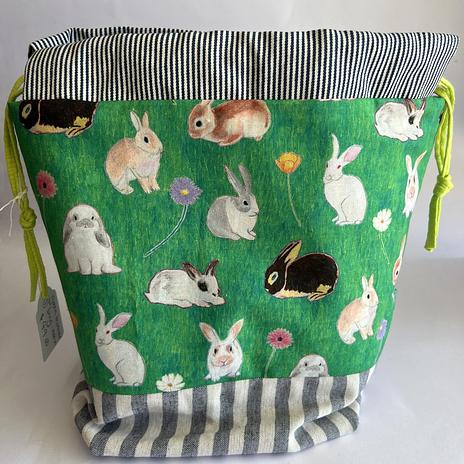 Project bag - medium - Green Bunnies #1