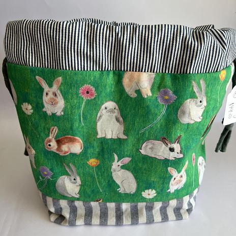 Project bag - medium - Green Bunnies #2